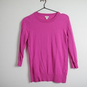 J. Crew Hot Pink Merino Wool Crew Neck Sweater
